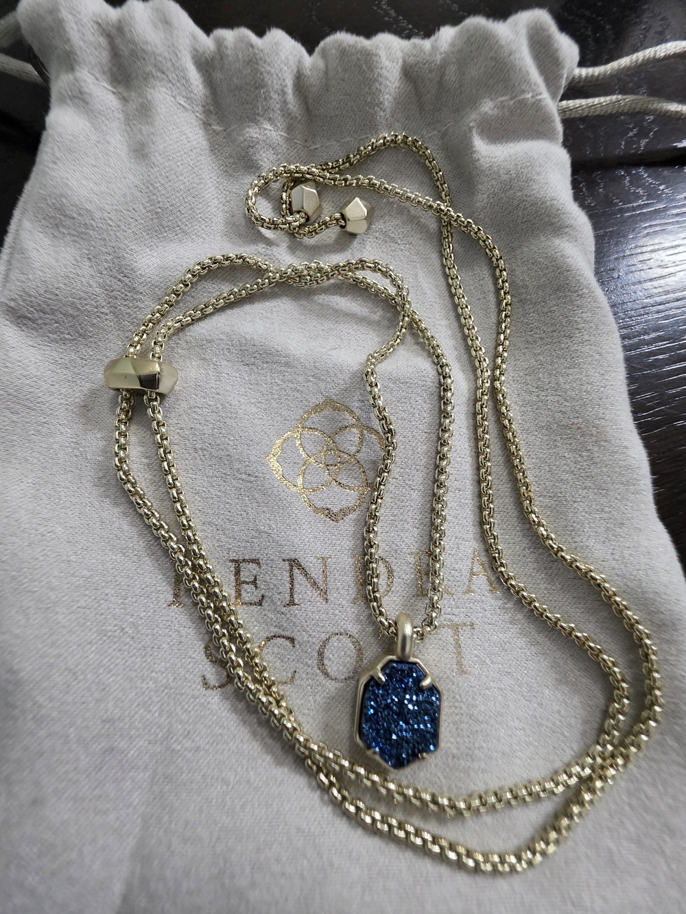 Kendra Scott Gold Theo Blue Drusy Necklace